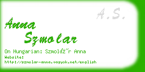 anna szmolar business card